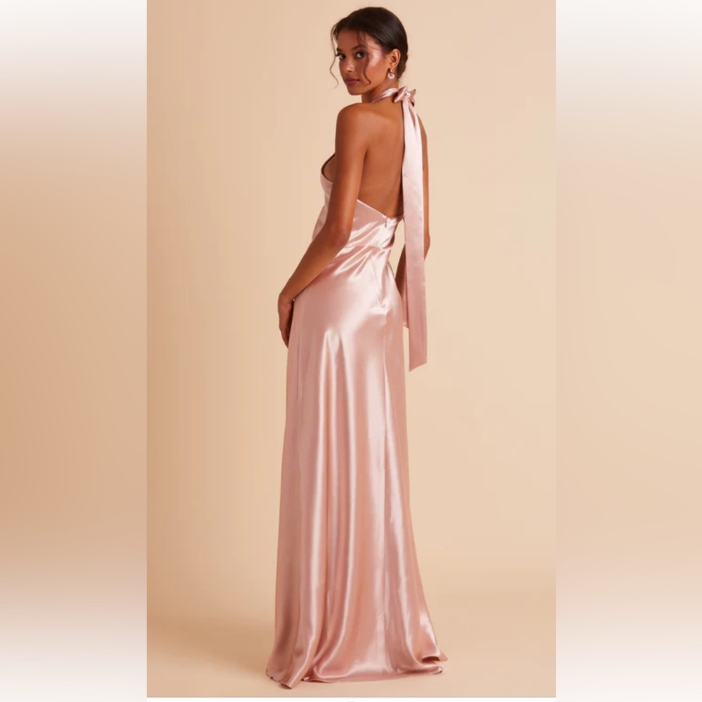 Burst Grey Monica Satin Rose Gold - cleaned + no alterations Medium